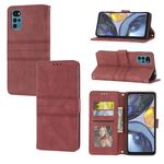 Per Motorola Moto G22 Custodia in pelle di flip orizzontale a strisce a strisce in rilievo (rosso)