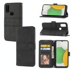 Per Kyocera Android One S9 / DIGNO Sanga Edition Edizione in rilievo a strisce magnetiche a strisce orizzontale Telice di pelle (nero)