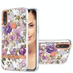 Per Motorola Moto E7 Power / E7i Power Ring IMD Flowers TPU Telefono (Purple Peony)