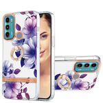 Per motola moto g60 / g40 anello di fusione imd fiori tpu telefonare (viola begonia)