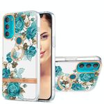 Per Motorola Moto G71 5G Ring IMD Flowers TPU Telefono (rosa blu)