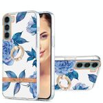 Per Motorola Moto G200 Ring IMD Flowers TPU Telefono (blu Peony)