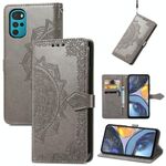 Per Motorola Moto G22 Mandala Flower Exclossed Pelle Telefono (grigio)