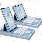 Custodia in pelle per tastiera Bluetooth con touchpad e custodia inferiore rotabile per iPad 10.2 2021 e 2020 e 2019 / AIR 2019 / Pro 10,5 pollici (Fog Blue)