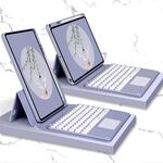 Custodia in pelle tastiera Bluetooth con touchpad e custodia inferiore rotabile per iPad 10.2 2021 e 2020 e 2019 / AIR 2019 / Pro 10,5 pollici (grigio lavanda)