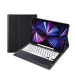 C12B Custodia per tablet in pelle con tastiera Bluetooth e slot per penna staccabile per iPad Air 13 2025/2024/Pro 12,9 pollici 2021/2020/2018 (nero)
