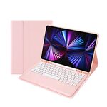 C12B Custodia per tablet in pelle con tastiera Bluetooth e slot per penna staccabile per iPad Air 13 2025/2024/Pro 12,9 pollici 2021/2020/2018 (rosa)