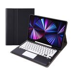 T12B-A Custodia per tablet in pelle con tastiera Bluetooth e touchpad staccabile per iPad Air 13 2025/2024/Pro 12,9 pollici 2021/2020/2018 (nero)