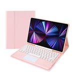 T12B-A Custodia per tablet in pelle con tastiera Bluetooth e touchpad staccabile per iPad Air 13 2025/2024/Pro 12,9 pollici 2021/2020/2018 (rosa)