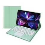 T12B-A Custodia per tablet in pelle con tastiera Bluetooth e touchpad staccabile per iPad Air 13 2025/2024/Pro 12,9 pollici 2021/2020/2018 (verde menta)