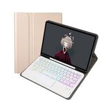 A11B-AS Custodia per tablet in pelle con tastiera Bluetooth retroilluminata e slot per penna in pelle di agnello per iPad Air 11 2025/2024/Air 2022&2020/Pro 11 2021&2020&2018 (oro)