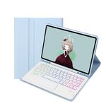 T11B-AS Custodia in pelle per tablet con tastiera Bluetooth retroilluminata e slot per penna con effetto pelle per iPad Air 11 2025/2024/Pro 11 2021&2020&2018 (blu cielo)