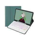 T098B-AS Custodia in pelle per tablet con tastiera Bluetooth retroilluminata e slot per penna con effetto pelle per iPad Air 11 2025/2024/Air 4 10.9 2020/Air 5 10.9 2022 (verde scuro)