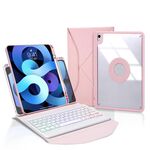 Z098BS Slot per penna Retroilluminazione Tastiera Bluetooth Custodia per tablet in pelle per iPad Air 10.9 2022/2020 (rosa)