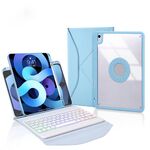 Z098BS Custodia per tablet in pelle con tastiera Bluetooth retroilluminata con slot per penna per iPad Air 10.9 2022/2020 (azzurro)