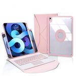 Z098B-A Porta Penna Touchpad Tastiera Bluetooth Custodia Tablet in Pelle per iPad Air 10.9 2022/2020 (Rosa)