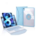 Z098B-A Custodia per tablet in pelle con tastiera Bluetooth per touchpad con slot per penna per iPad Air 10.9 2022/2020 (azzurro)