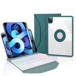 Z11B-AS Slot per penna Touchpad Retroilluminazione Tastiera Bluetooth Custodia per tablet in pelle per iPad Pro 11 2021/2020/2018 (verde)