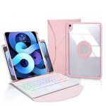 Z098B-AS Pen Slot Touchpad Retroilluminazione Tastiera Bluetooth Custodia Tablet in Pelle per iPad Air 10.9 2022/2020 (Rosa)