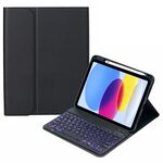 Per iPad 10th Gen 10.9 2022 SA-10DS Custodia per tablet in pelle con tastiera Bluetooth retroilluminata con slot per penna (nero)