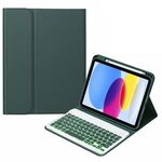 Per iPad 10th Gen 10.9 2022 SA-10DS Custodia per tablet in pelle con tastiera Bluetooth retroilluminata con slot per penna (verde scuro)