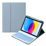 Per iPad 10th Gen 10.9 2022 SA-10DS Custodia per tablet in pelle con tastiera Bluetooth retroilluminata con slot per penna (azzurro)