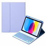Per iPad 10th Gen 10.9 2022 SA-10DS Custodia per tablet in pelle con tastiera Bluetooth retroilluminata con slot per penna (viola chiaro)