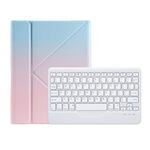 Per iPad 2025/2022 B10 Custodia in pelle con tastiera Bluetooth per tablet con supporto triangolare (blu rosa)