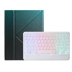 Per iPad 2025/2022 B10S Custodia in pelle con tastiera Bluetooth con retroilluminazione a tre colori e supporto triangolare (verde scuro)