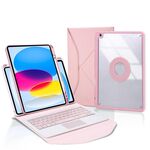 Z10B-A Per iPad 10th Gen 10.9 2022 Pen Slot Touchpad Tastiera Bluetooth Custodia in pelle per tablet (rosa)