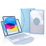Z10B-A Per iPad 10th Gen 10.9 2022 Pen Slot Touchpad Tastiera Bluetooth Custodia in pelle per tablet (azzurro cielo)