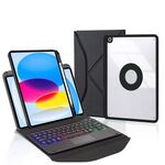 Z10B-AS Per iPad 10th Gen 10.9 2022 Pen Slot Touchpad Retroilluminazione Tastiera Bluetooth Custodia Tablet in Pelle (Nero)