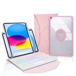 Z10B-AS Per iPad 10th Gen 10.9 2022 Pen Slot Touchpad Retroilluminazione Tastiera Bluetooth Custodia in pelle per tablet (rosa)