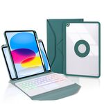 Z10B-AS Per iPad 10th Gen 10.9 2022 Pen Slot Touchpad Retroilluminazione Tastiera Bluetooth Custodia in pelle per tablet (verde)