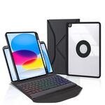 Z10BS per iPad 10th Gen 10.9 2022 Custodia per tablet in pelle con retroilluminazione per tastiera Bluetooth (nero)