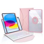 Z10BS per iPad 10th Gen 10.9 2022 Custodia per tablet in pelle con retroilluminazione per tastiera Bluetooth (rosa)