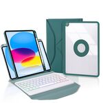 Z10BS per iPad 10th Gen 10.9 2022 Custodia per tablet in pelle con retroilluminazione per tastiera Bluetooth (verde)