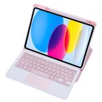 Custodia in pelle per tastiera Bluetooth trasparente in acrilico con rotazione a 360 gradi per iPad 2022 con controllo touch (rosa)