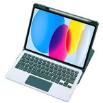 Custodia in pelle per tastiera Bluetooth trasparente in acrilico con rotazione a 360 gradi per iPad 2022 con controllo touch (verde)