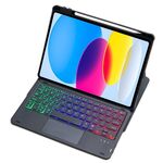 Custodia in pelle per tastiera Bluetooth trasparente in acrilico con rotazione a 360° per iPad 2022 con controllo touch / retroilluminazione (nero)