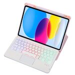 Custodia in pelle per tastiera Bluetooth trasparente in acrilico con rotazione a 360 gradi per iPad 2022 con controllo touch / retroilluminazione (rosa)