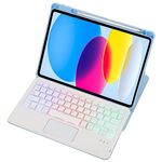 Custodia in pelle per tastiera Bluetooth trasparente in acrilico con rotazione a 360 gradi per iPad 2022 con controllo touch / retroilluminazione (blu)