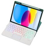 Custodia in pelle per tastiera Bluetooth trasparente in acrilico con rotazione a 360 gradi per iPad 2022 con controllo touch / retroilluminazione (verde)