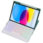Custodia in pelle per tastiera Bluetooth trasparente in acrilico con rotazione a 360° per iPad 2022 con retroilluminazione (verde)