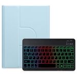 Per iPad 10th Gen 10.9 2022 Retroilluminazione a tre colori Custodia in pelle per tastiera Bluetooth girevole a 360 gradi nera (azzurro cielo)