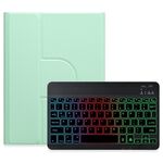 Per iPad Air 2022 / iPad Pro 11 2021 Retroilluminazione a tre colori Custodia in pelle per tastiera Bluetooth girevole a 360 gradi nera (verde menta)