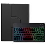 Per iPad 10.2 2021 / Air 2019 Retroilluminazione a tre colori Nero Custodia in pelle per tastiera Bluetooth girevole a 360 gradi (nero)