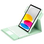 Per iPad 10th Gen 10.9 2022 Custodia in pelle con tastiera Bluetooth girevole a 360 gradi con pulsante rotondo con touchpad (verde menta)