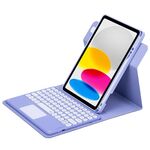 Per iPad 10th Gen 10.9 2022 Custodia in pelle con tastiera Bluetooth girevole a 360 gradi con pulsante rotondo e touchpad (viola chiaro)