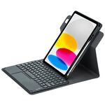 Per iPad 10th Gen 10.9 2022 Custodia in pelle con tastiera Bluetooth girevole a 360 gradi con pulsante rotondo con touchpad (nero)